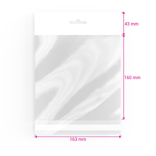 Cello Bags (With Header) Clear 160 x 163 mm