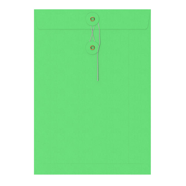 Coloured envelopes with string and washer closure Green 324 x 229 mm (C4)