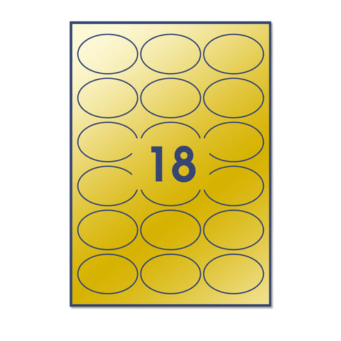 Oval Adhesive Labels Gold 63 x 42 mm (18 labels)