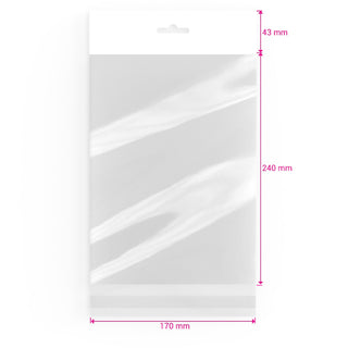Cello Bags (With Header) Clear 240 x 170 mm