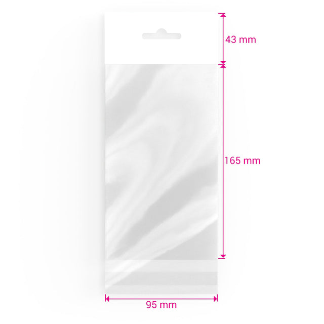 Cello Bags (With Header) Clear 165 x 95 mm