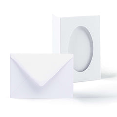 White Tri-Fold Oval Aperture Cards Pack