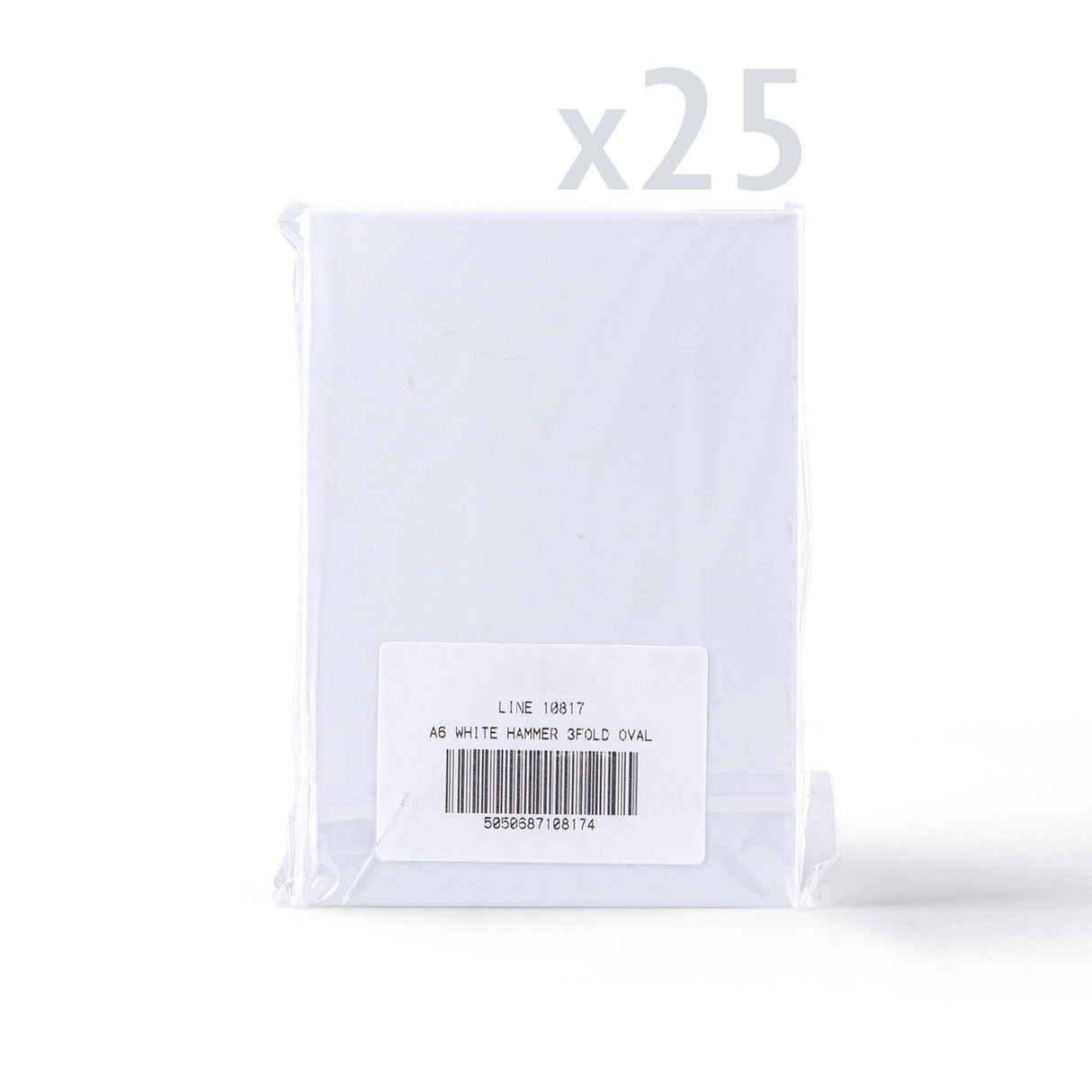 White Hammered Tri-Fold Oval Aperture Cards Pack