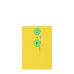 Coloured envelopes with string and washer closure Yellow + Green 162 x 114 mm (C6)