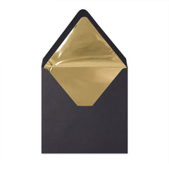 Paper Lined Envelopes Black + Gold Foil 160 x 160 mm