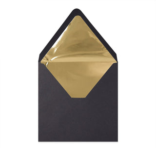 Paper Lined Envelopes Black + Gold Foil 160 x 160 mm