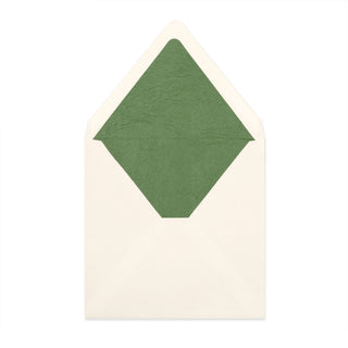 Paper Lined Envelopes Ivory + Green Fancy Paper 160 x 160 mm