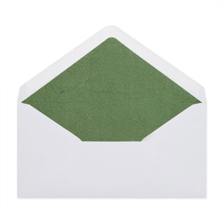 Paper Lined Envelopes White + Green Fancy Paper 110 x 220 mm (DL)
