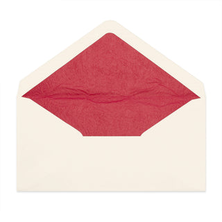 Paper Lined Envelopes Ivory + Red Fancy Paper 110 x 220 mm (DL)