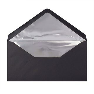Paper Lined Envelopes Black + Silver Foil 110 x 220 mm (DL)